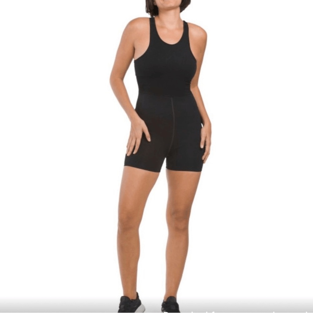 Free People Movement Every Single Time Black Runsie Short Unitard sz M/L